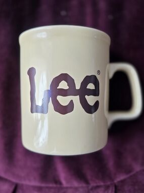 Lee Jeans Coffee Mug Cup Cream Ceramic VTG Promo Logo Advertising by Kiln Craft